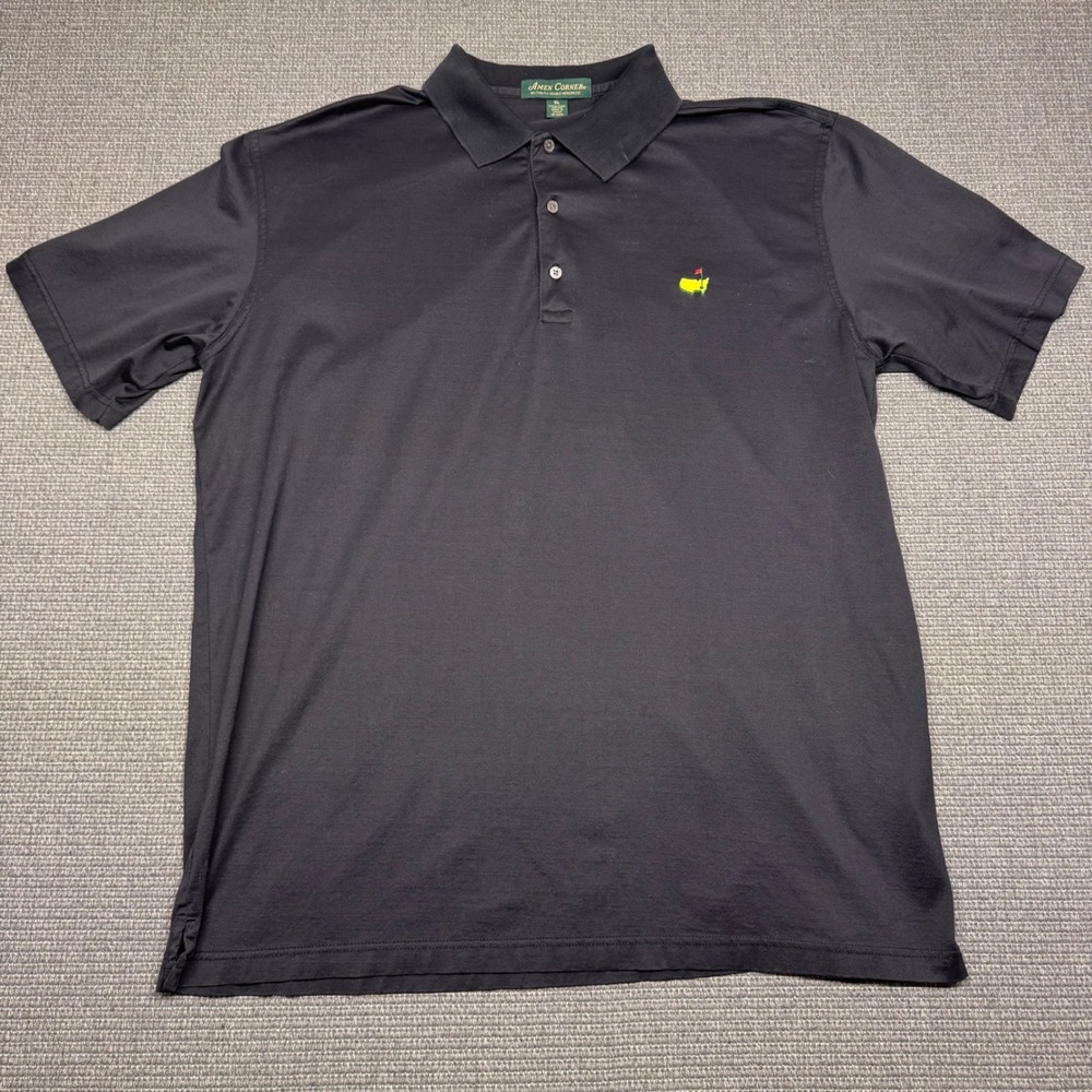 Amen Corner Masters Polo Shirt Mens XL Black Pima Cotton Mercerized Golf Top